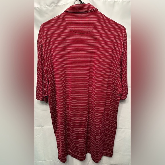 Tiger Woods Nike Golf Shirt Red Striped Collared Polo TW Logo Size Large - Picture 5 of 7